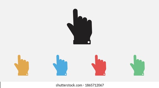 Hand with one finger pointing up. Finger vector icon. Finger Up. Hand click vector icon, cursor symbol.
Set of colorful flat design icons