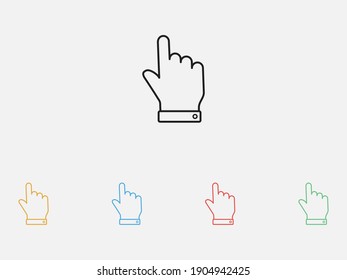 Hand with one finger pointing up. Finger vector icon. Finger Up. Hand click vector icon, cursor symbol. Set of colorful flat design icons. 