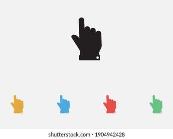 Hand with one finger pointing up. Finger vector icon. Finger Up. Hand click vector icon, cursor symbol. Set of colorful flat design icons. 