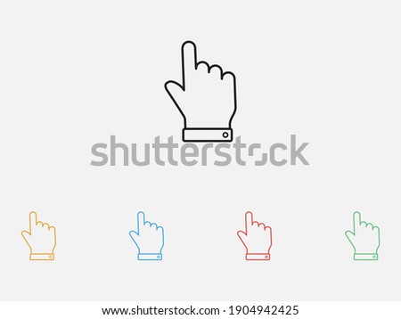 Hand with one finger pointing up. Finger vector icon. Finger Up. Hand click vector icon, cursor symbol. Set of colorful flat design icons. 