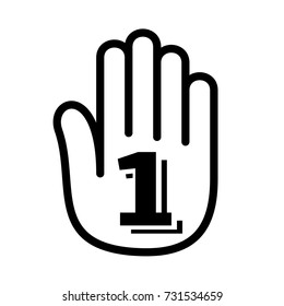 Hand one first number palm open logo icon. Outline illustration of hand open palm with one first number open vector illustration for print or web design.