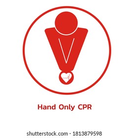 Hand Only CPR symbol. Medical emergency sign isolated on white background