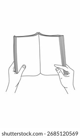 Hand öffnet das Buch gezeichnete Vektorgrafik