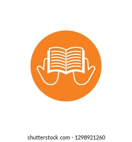 hand open book thin line education circle logo vector