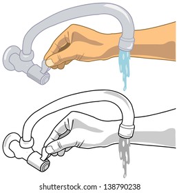 hand open and close faucet  vector