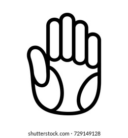 Hand open palm finger lines logo icon. Outline illustration of hand with fingrt lines vector illustration for print or web design.
