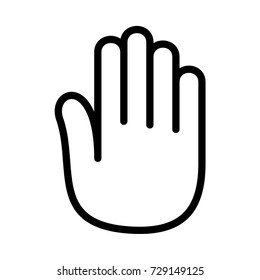 Hand open palm hello logo icon. Outline illustration of hand with palm hello vector illustration for print or web design.