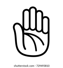 Hand open palm lines logo icon. Outline illustration of hand with palm lines vector illustration for print or web design.