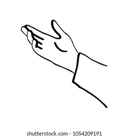 hand open and ready to help or receive vector illustration sketch hand drawn with black lines isolated on white background