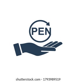 Hand and open sign. Vector icon isolated on white background.