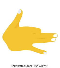 Hand opened widely with tilted index finger