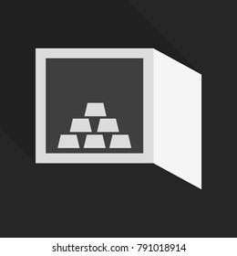 Hand opening a safe deposit box full of valuables gold. Flat style illustration. EPS 10 vector.