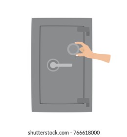 Hand opening safe, vector illustration design. Hands collection.
