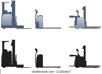 Hand operated fork lift trucks