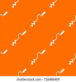 Hand operated ice auger pattern repeat seamless in orange color for any design. Vector geometric illustration