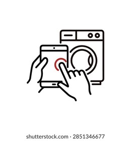 Hand Operating Washing Machine Control Household Appliance Interaction Icon