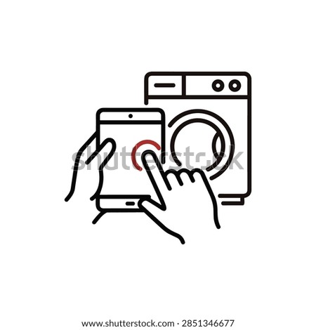 Hand Operating Washing Machine Control Household Appliance Interaction Icon