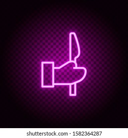 Hand, operation, scalpel vector icon. Retro style neon vector icon. Vector icon on transparency background