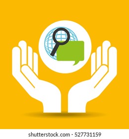 hand optimization technology globe speech vector illustration eps 10