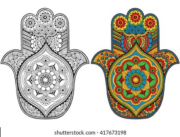 Hand with oriental patterns in the style of mihendi
