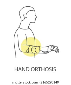 Icono lineal de la ortosis de mano, ilustración vectorial