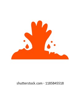 Hand out of the grave - Halloween icon vector illustration orange