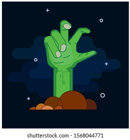 Hand Out of Grave Illustration for Halloween