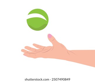 hand out throwing a ball isolated on white background