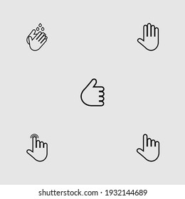 hand outline icon set isolated vector illustration