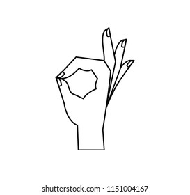 hand outline sign ok vector