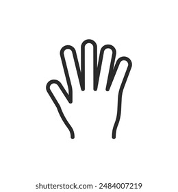Hand with outstretched fingers, linear style icon. Editable stroke width
