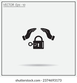 hand over the lock, vector icon