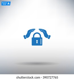 hand over the lock, vector icon