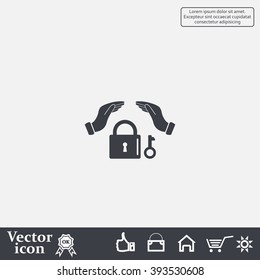 hand over the lock, vector icon