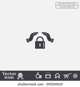 hand over the lock, vector icon