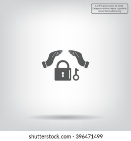 hand over the lock, vector icon