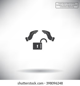 hand over the lock, vector icon