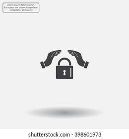 hand over the lock, vector icon