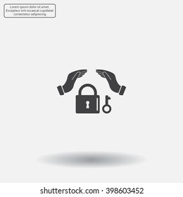 hand over the lock, vector icon