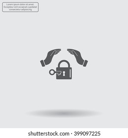 hand over the lock, vector icon