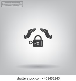 hand over the lock, vector icon
