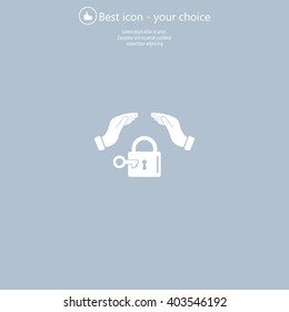 hand over the lock, vector icon