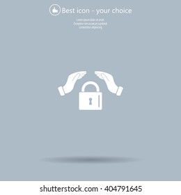 hand over the lock, vector icon