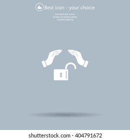 hand over the lock, vector icon
