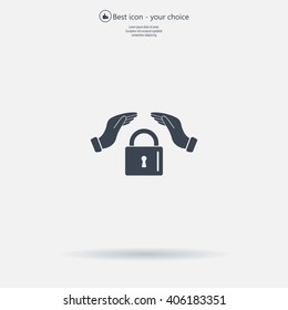 hand over the lock, vector icon