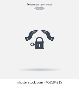 hand over the lock, vector icon