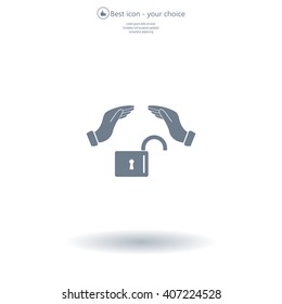 hand over the lock, vector icon