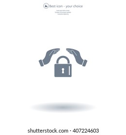 hand over the lock, vector icon