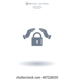hand over the lock, vector icon