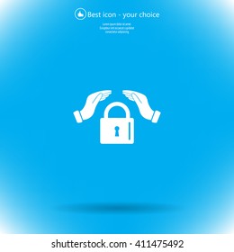 hand over the lock, vector icon